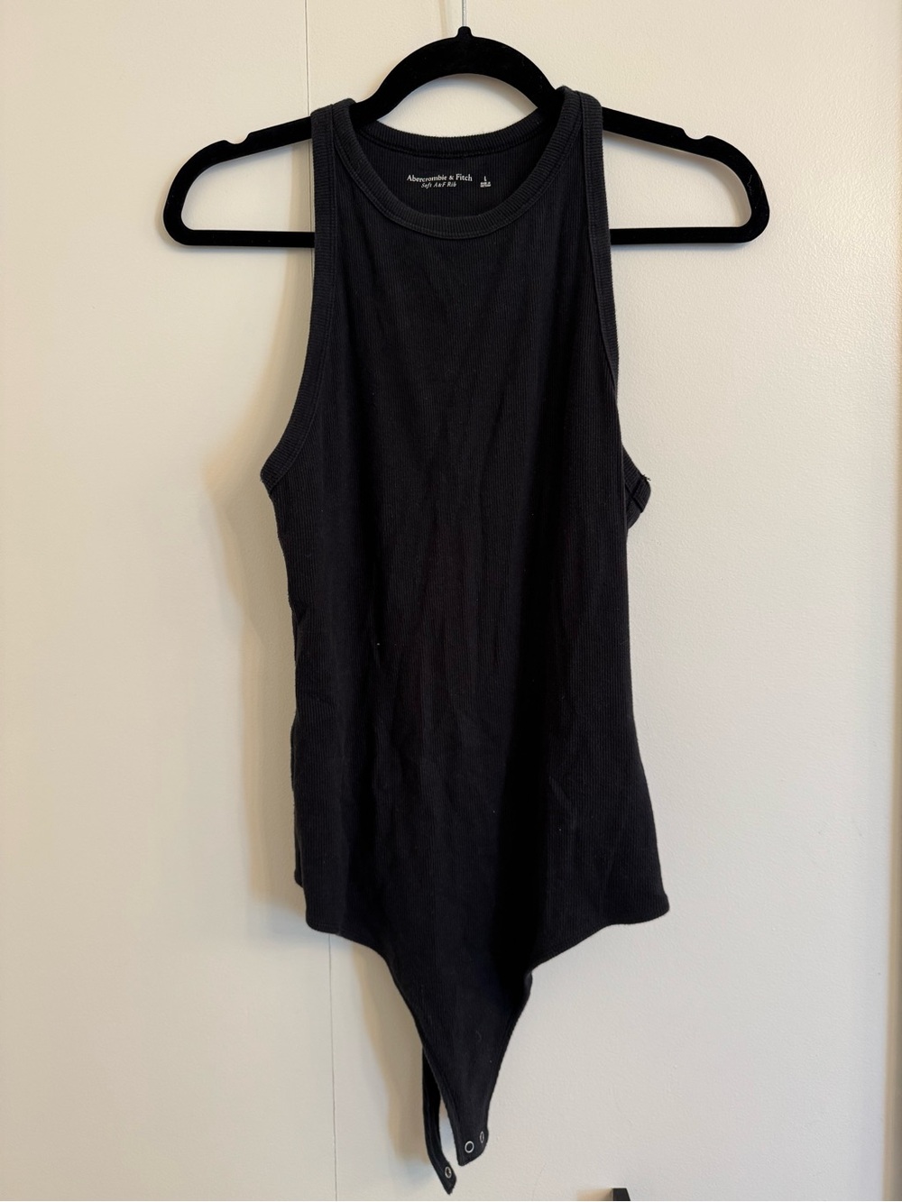 Abercrombie & Fitch Black Ribbed Racerback Bodysuit
